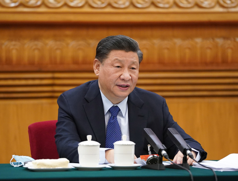 3月7日，中共中央總書記、國家主席、中央軍委主席習(xí)近平參加十三屆全國人大四次會議青海代表團(tuán)的審議。新華社記者 李學(xué)仁 攝